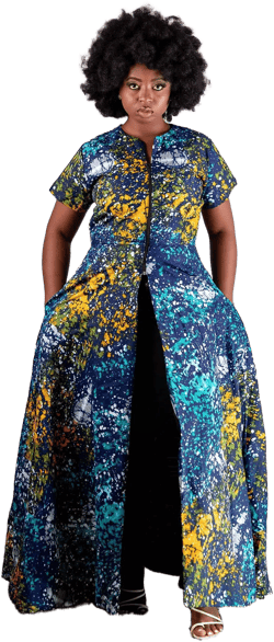 Vondeeworld Vibrant Dolly African Print Maxi Jacket Dress