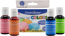 Chefmaster 4-Bottle Set of Neon Food Coloring, Liqua-Gel® Vibrant Colors, Professional-Grade Dye for Easter Eggs, Icing, Frosting, Fondant, & Batters, Fade-Resistant, Made in USA, 0.67 oz