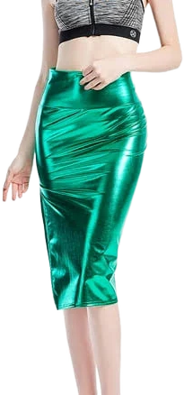 sunyuannn Women's Sexy Shiny Leather Split Pencil Skirt