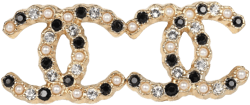 CHANEL CC Crystals and Pearls Stud Earrings in Gold Hardware