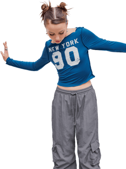New York & 90 Graphic Boat Neck Crop Long Sleeve Tee