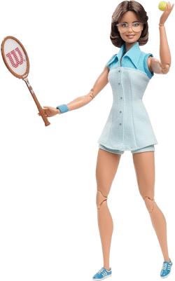 Barbie Inspiring Women Series Billie Jean King Collectible Doll, Approx. 12-in, Wearing Tennis Dress and Accessories, with Doll Stand