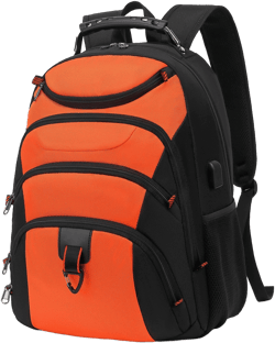 Boavan Laptop Backpack for Men - Stylish College Bookbag for 15.6-inch Laptop,Black (Orange/Black, 15.6)