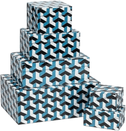 Set of 2 Rectangle Geometric Pattern Decorative Boxes