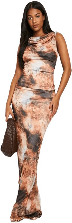 Boohoo Tall Abstract Print Maxi Skirt