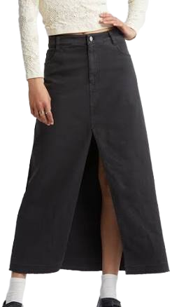 & Other Stories Denim Raw Hem Midi Skirt