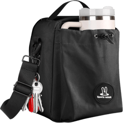 Sports Rabbit Insulated Lunch Bag for Men & Women – Compatible with 40/30OZ Stanley Cups – Leakproof Cooler Tote, Wax-Coated Oxford Fabric, Adjustable Strap – Perfect for Work, Travel, Picnics (Black) Black Medium Size