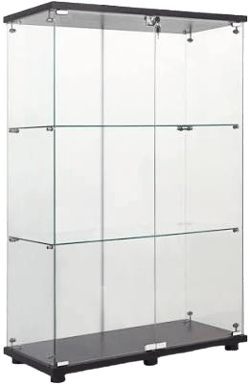 Yoluckea 3 Shelves Glass Display Cabinet with 2 Doors, Floor Standing Clear Glass Curio Cabinet Collection Display Case for Living Room Bedroom