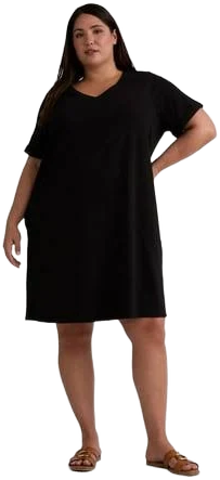 Terra & Sky Women's Plus Size V-Neck T-Shirt Dress