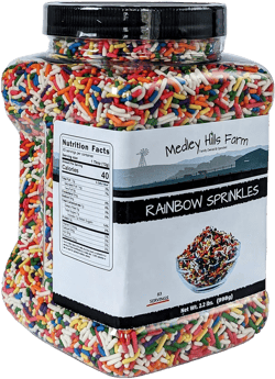 Rainbow sprinkles by Medley Hills farm in Reusable Container 2.2 Lbs. - Great bulk rainbow sprinkles for cake decorating,cookie decorating - brownies and ice cream toppings