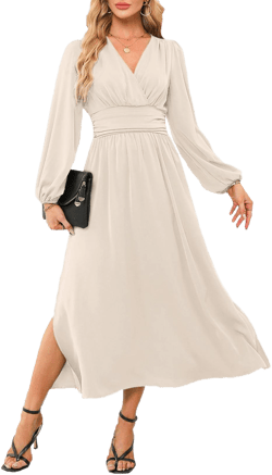 Dokotoo Women's Wrap V-Neck Empire Waist Maxi Dress with Side Slit