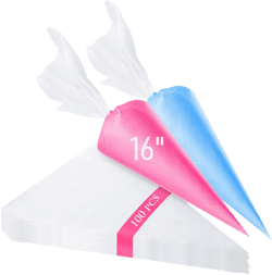 Tamodan Piping Bags 100PCS & 16 Inches Tipless Piping Bags, Extra Thick Pastry Bags Disposable, Non-Slip Icing Piping Bags Disposable Design, Cake Decoration. : Home & Kitchen
