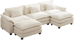 Latitude Run Praylow 120” Comfy Cloud Couch U Shaped Sectional Sofa with Two Ottomans
