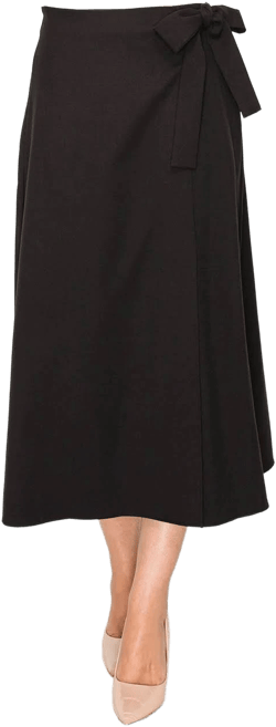 Wrap Midi Skirt with Tie Waist