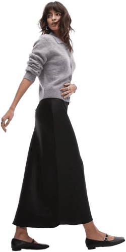 MANGO Women's Midi Satin Skirt