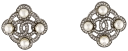 CHANEL Stud Faux Pearl CC Earrings