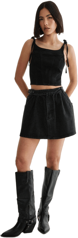 Nasty Gal Women's Belted Denim Miniskirt