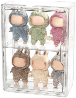 Display Case Compatible with Labubu POP MART, Acrylic Clear Display Box Shelf for POP MART Labubu Doll