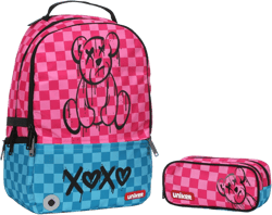 Fashion 2 in 1 Backpack Set with Cosmetic Bag,Casual Daypack Women,Backpack and Carry-on 2Pcs Set,Lightweight Travel Backpack,Laptop Backpack with with USB Port,Graphic Backpacks Checkerboard Pink