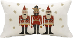 Merry Christmas Nutcracker Lumbar Decorative Throw Pillow Cover 12 x 20 Inch Snowflake Winter Holiday Outdoor Home Decor, Women Girl Gifts Couch Cushion Case