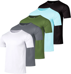 Real Essentials Men's Active Quick Dry Mesh Crew Neck T-Shirt (5 Pack)