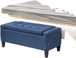 HOMCOM Upholstered Storage Ottoman Bench Button Tufted Ottoman with Hidden Storage
