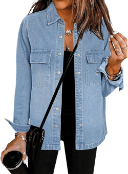 Luvamia Women's Oversized Western Denim Jacket with Pockets