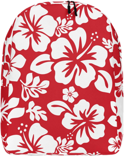 Red and White Hawaiian Print Backpack