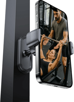 Gym Magnetic Phone Holder - 360 Adjustable, Portable Magnet Phone Holder for Gym Workout Record, Gym Accessories Essentials Fitness Gifts for Women Men, Compatible with iPhone 16/15/14/13/12