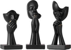 3 Pcs Black Decor Prayer Statues, Modern Prayer of Peace Figurines Shelf Decor Accents, Abstract Art Sculpture Home Decorations for Living Room Bedroom Office Bookshelf Coffee Table, Gifts for Women