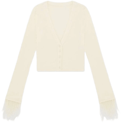 We Wore What Feather Trimmed Modal Jersey Cardigan