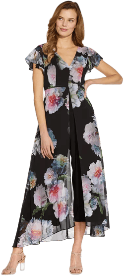 Adrianna Papell Floral Print Jumpsuit 