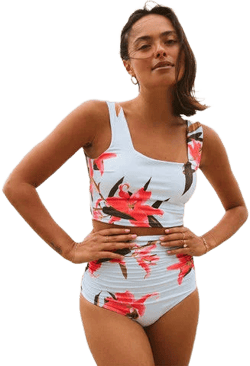 Sea Glass Olivia Swim Crop Top with SPF 45 Protection