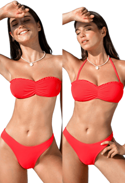 Cupshe Bandeau Halterneck Bikini Set with Pockets