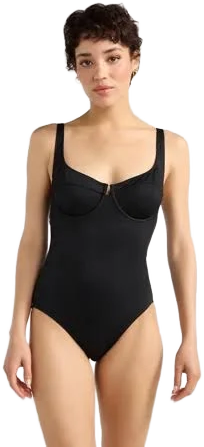 Sofia Jeans by Sofia Vergara Sofia by Sofia Vergara Women's and Plus Sandra One Piece Swimsuit with Shaping Curvetex, Sizes Xs-2x, Black