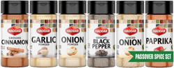 Haddar Passover Spice Set, 6 Essential Spices, 1.23 oz | Garlic Powder, Onion Powder, Paprika, Ground Black Pepper, Ground Cinnamon, Minced Onion | Shaker Top for Easy Use | Kosher for Passover