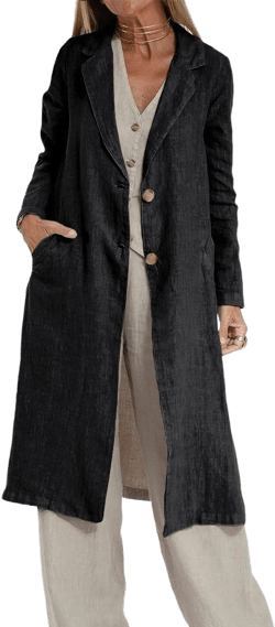Women's Casual Linen Trench Coat