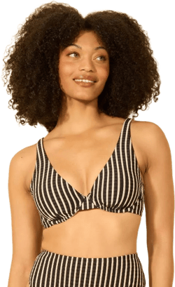 Shade & Shore Women's Striped Ribbed Bikini Top