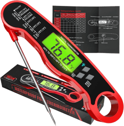 AWLKIM® Digital Meat Thermometer for Cooking, Instant Read Food Thermometer with Backlight & Hold Function - Kitchen Appliances Essentials for BBQ, Stocking Stuffers Gifts for Men Him Dad Birthday Red