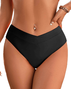 Fanuerg Women's Cross V Cut Front Bikini Bottom
