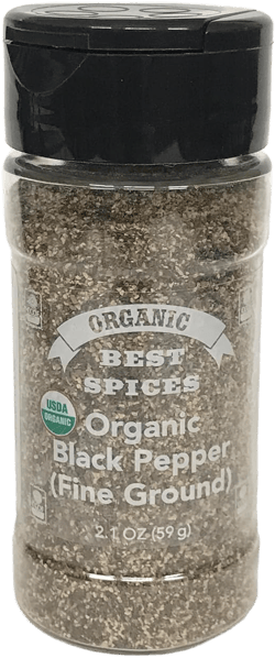 Best Spices Organic Black Pepper (fine ground) 2.1 oz (59g) USDA and CCOF certified and packed in USA