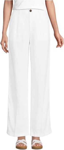 Lands' End Women's High-Rise Wide-Leg Linen Pleated Pants
