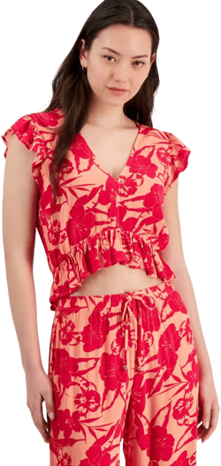 Miken Juniors' Printed Ruffled Cover-Up Top