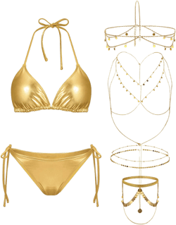 Jeere 5 Pcs Women's Sequin Head Chain Bikini