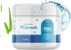 Replenish Antiseptic Wipes for Dogs and Cats - Dog Medicated Wipes with Chlorhexidine and Ketoconazole - Pet Grooming Wipes - Dog Allergy Wipes for Itch Relief, Hot Spots & Skin Irritation - 50 Count