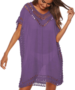 Wander Agio Women's Stripe Hollow Out Bikini Cover Up