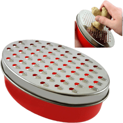 Cheese Grater Citrus Lemon Zester with Food Storage Container & Lid - Perfect For Hard Parmesan Or Soft Cheddar Cheeses, Ginger, Vegetables, Butter, Chocolate & Nutmeg (Red)