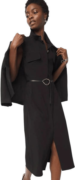 White House Black Market Women's Belted Midi Shirt Dress