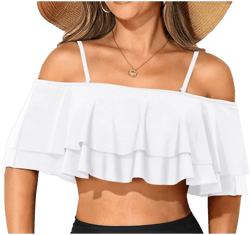 Women's Off Shoulder Ruffle Bikini Top