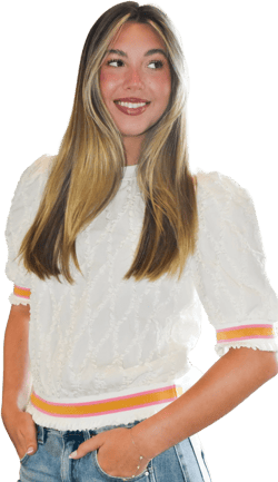 Quilted Striped Short Sleeve Top